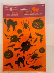 Vtg Forget Me Not AGC Halloween Stickers Pumpkins Cats Spiders Witch Bats NOS