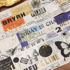 1Pcs Scrapbooking Sticker Strip Washi Vintage Plants Words Craft Journal Decor