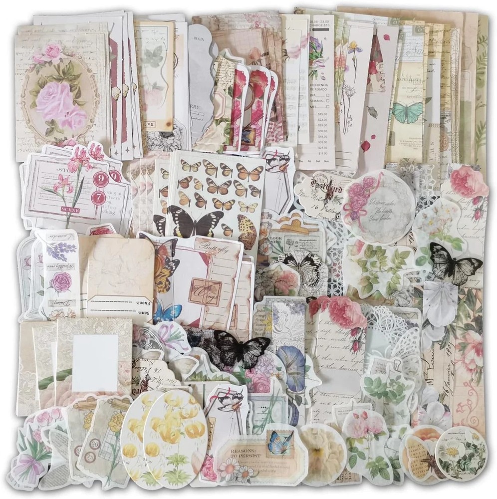 260 Pieces Vintage Scrapbook Supplies Pack Vintage Ephemera Bundle Junk Journal