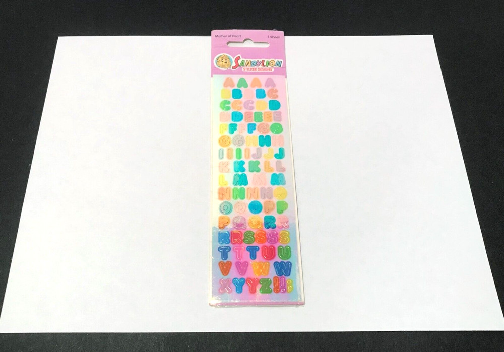 Vintage 1980’s Sandylion Stickers – Mother of Pearl Letters Sticker Sheet – NOS