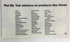 1972 Mr. YUK Pittsburgh Poison Control Center Sticker Sheet Children’s Hospital