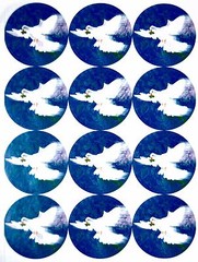 5 1/4″ x 7 1/2″ Sheet of 12 PEACE DOVE Christmas Card Seals #33 USA MADE