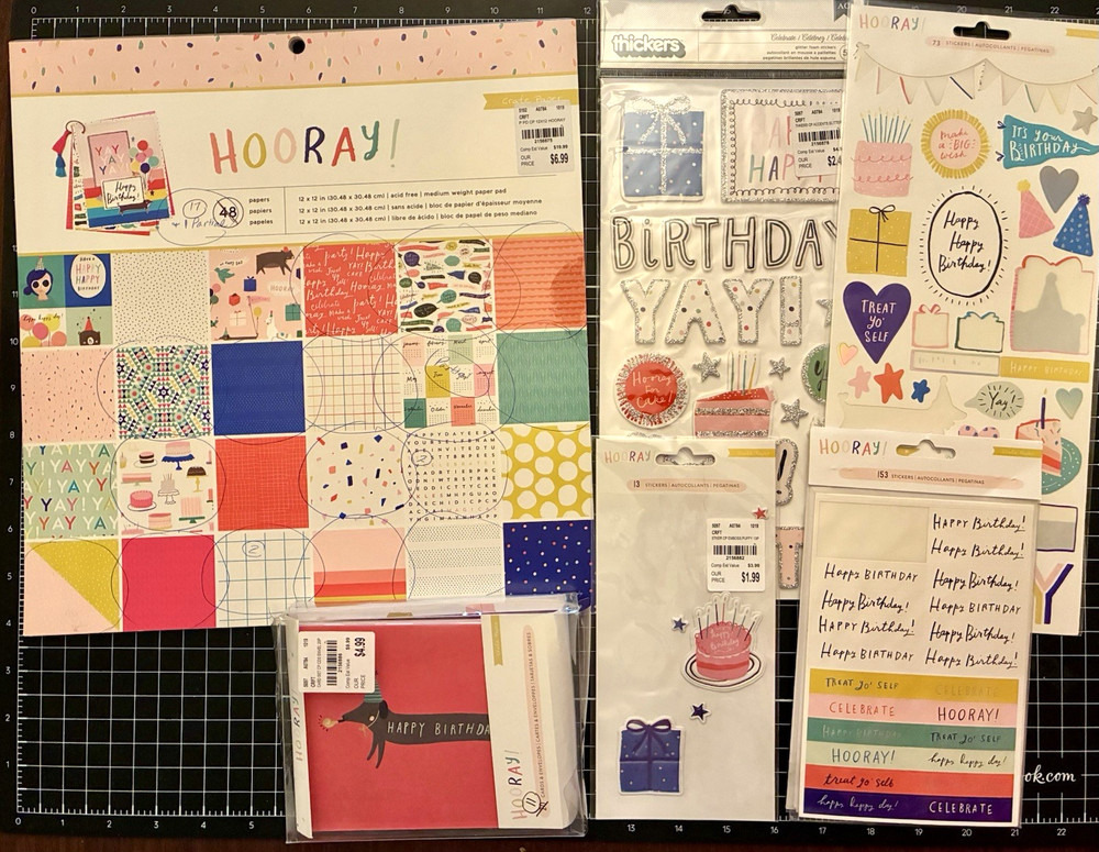 Crate Paper HOORAY! 12×12 Paper, Cards, 6×12 Stickers, Thickers, Puffy PARTIALS