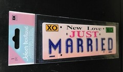 Jolee’s Boutique JUST MARRIED Scrapbooking Stickers Title – License Plate – XOXO