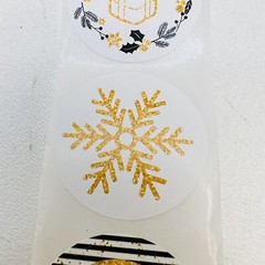 GOLD & BLACK SNOWFLAKE CHRISTMAS ENVELOPE LABELS STICKERS 1.5″ ROUND 1000 Pack