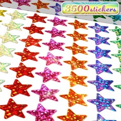 3500 Pcs Holographic Rainbow Star Stickers for Kids Reward Chart, Colorful Sm…