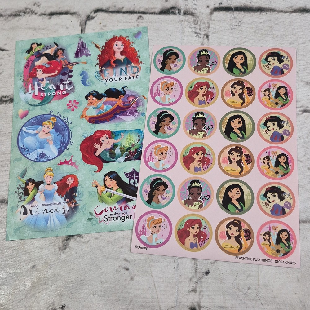 Disney Princess Scrapbooking Stickers Lot Of 2 Sheets In Different Styles
