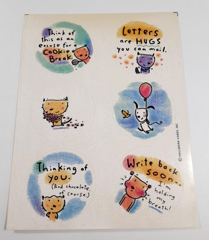 vintage Hallmark funny letter writing sticker sheet *damaged*