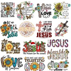 15PCS Jesus God Patches Iron on Transfer 2.3 inches x 2 inches,