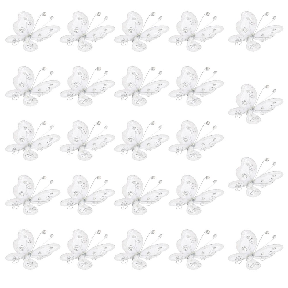 24Pcs Butterflies for Crafts, 2.2″ Organza Butterflies, White