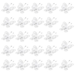 24Pcs Butterflies for Crafts, 2.2″ Organza Butterflies, White