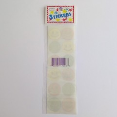 vintage Metallic Iridescent Smiley Face sticker sheet Red Green Blue Yellow