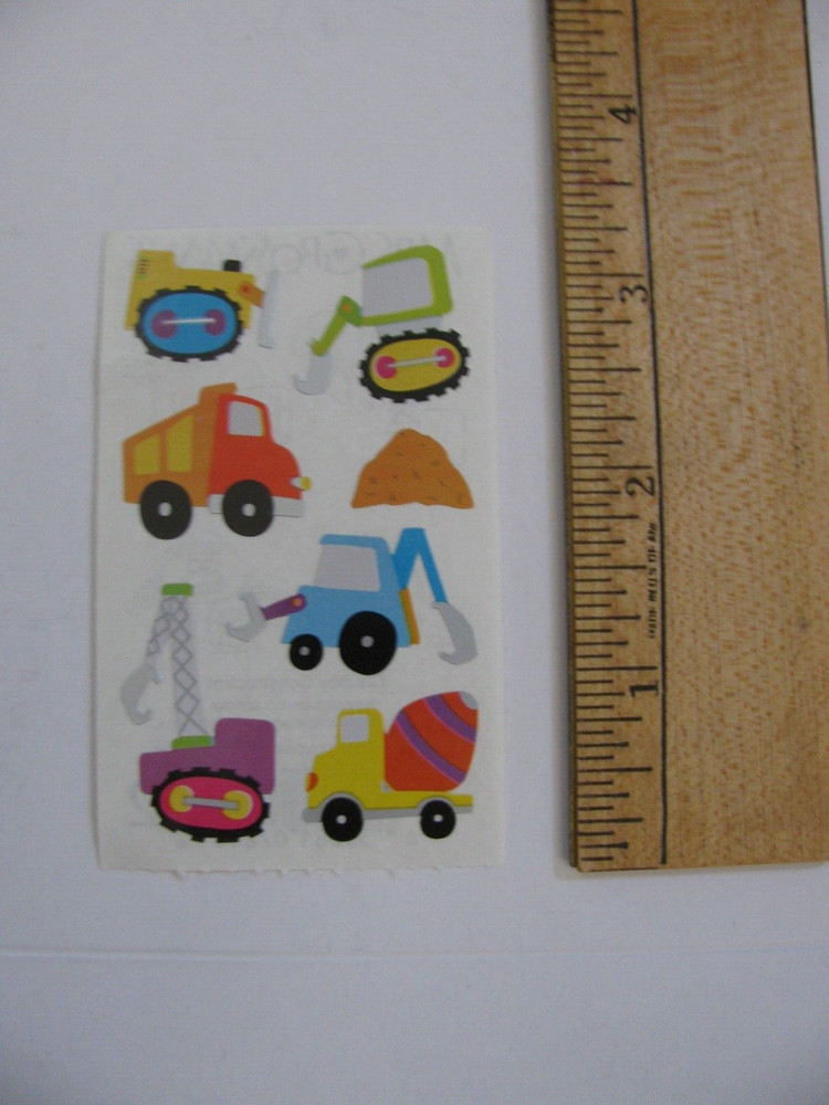 Mrs. Grossman’s Stickers CHUBBY CONSTRUCTION Vehicles 1 Mod 2″ X 3.25″ NOS