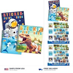 homicozy 3PCS Sticker Paint Books for Kids Ages 4-10,Dinosaur Astronaut Ocean…
