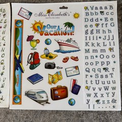 Vintage Scrapbook Sticker Lot Miss Elizabeth Stickopotamus Travel Spring Floral