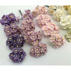 175 MIXED 3 Styles Cottage + Cherry Blossom Paper Flower Scrapbook (CCS Kit-B3)