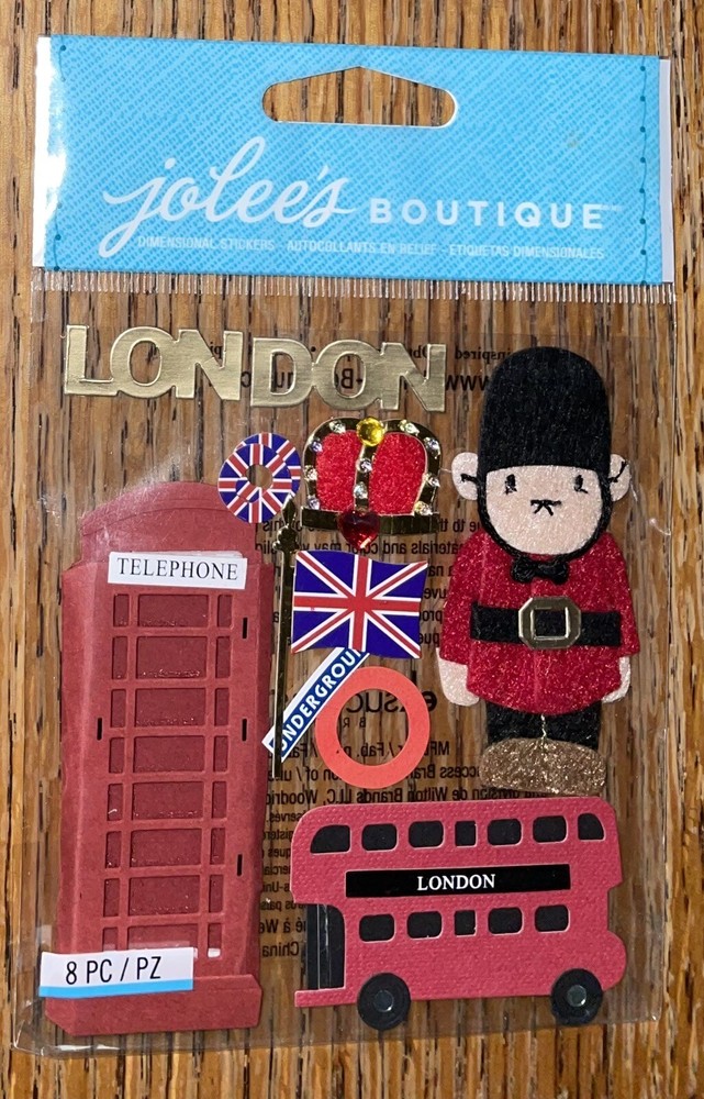 Jolees London Europe Vacation Bus Map Flag Telephone Soldier Scrapbook Stickers