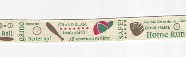 PLAY BALL RIBBON CAROLEE’S CREATIONS 3 YARDS, 1″ WIDE GROSGRAIN BATTER UP