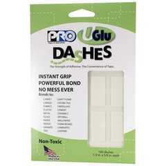 PRO Tapes UGlu Dash Sheets 1 2 x 5 8 inch Clear Dashes 160 Pack Instant Bond