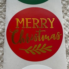 24 Gold Foil Merry Christmas Stickers, 1.5” Envelope Seals, Holiday Gift Labels