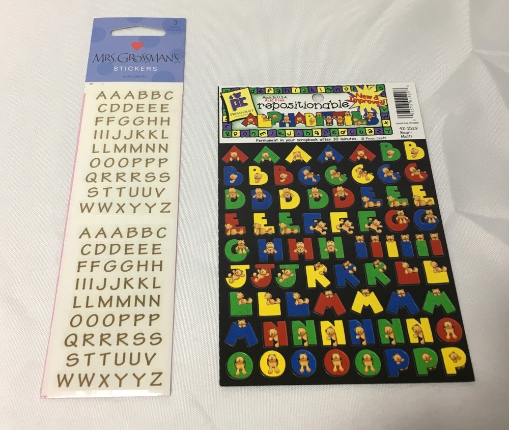 2 PACKAGES SCRAPBOOKING ALPHABET LETTER & NUMBER STICKERS / ALPHABITIES & GOLD