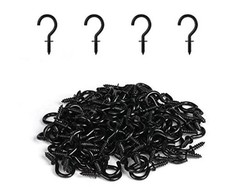 1/2 Inch Small Screw Hooks, Mini Metal Twist in Hooks, 100 Pcs Black