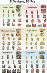 Vintage House Sticker, 90 Pcs Scrapbook Stickers, Cottage Junk Journal Supplies,