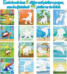 90shine 4PCS Sticker Books for Kids Ages 4-8 Includes Underwater Pet Dinosaur…