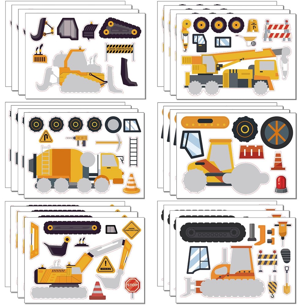 24 Sheets Construction Truck Stickers Make Your Own Truck Stickers Boys Birth…