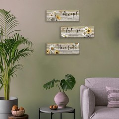 ZINYAZHE 3 Pcs Farmhouse Bathroom Wall Art – Daisy Floral Flowers and Butterf…