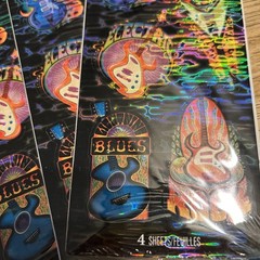 Hallmark Stickeroni Holographic Stickers Guitars Blues Rock Electric Guitar Lot