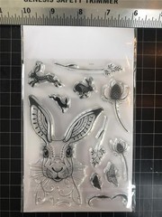 New PINK INK DESIGNS clear rubber stamp BUNNY HARE set of 11 spring free USA shp