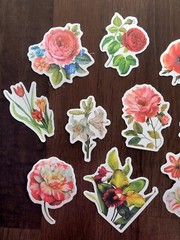 STICKERS x 10 Flowers Roses Poppy Gardenia Orchid Tulip Poppy Flower FL5