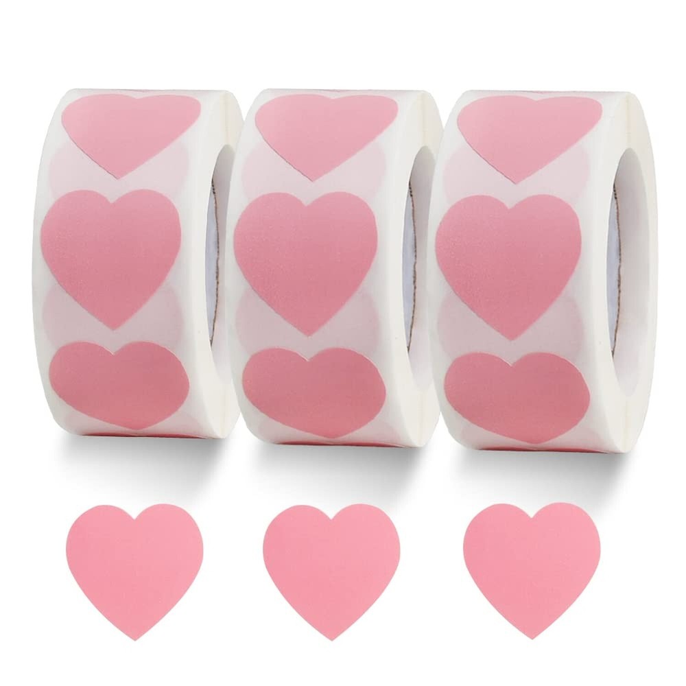 1500 Labels Pink Heart Stickers 1 inch Heart Coding Shape Paper Labels for Va…