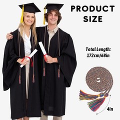 Rainbow Graduation Cord Rayon Braided 2026 68 Inch Polyester Yarn Honor