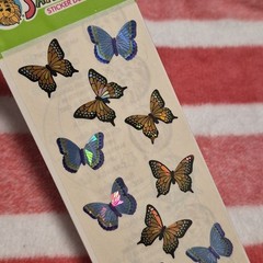 Vintage y2k Sandylion Butterfly prismatic Sticker Sheet Pack NOS scrapbook