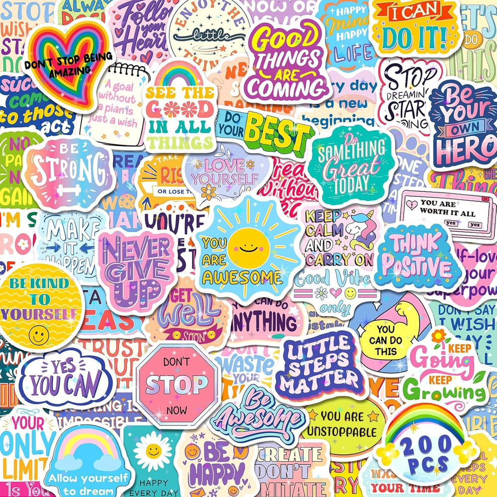 200PCS Motivational Stickers Inspirational Bottle Scrapbook Journal Vision Board