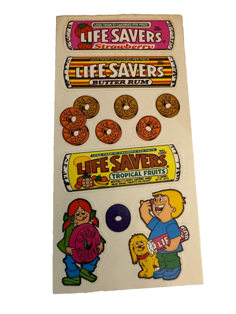 Vtg1980’s Scratch & Sniff Life Savers Butter Rum Scrapbooking Stickers Candy