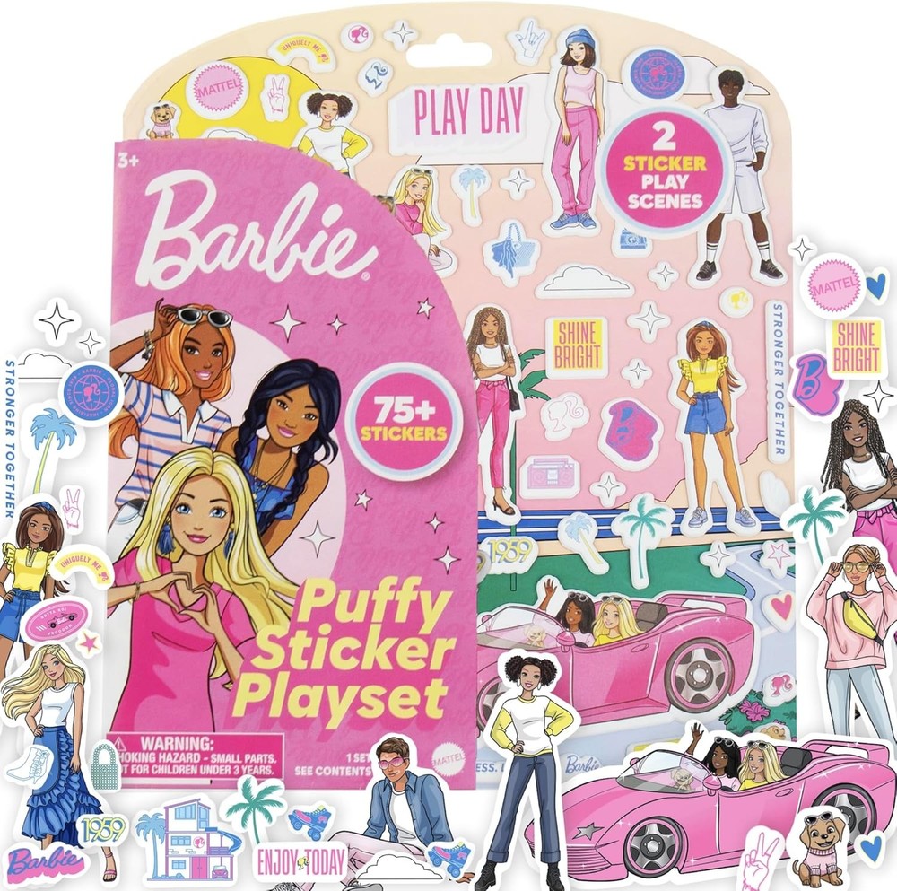 Horizon Group USA Barbie Puffy Sticker Playset, 75 Reusable Stickers, 2-Sided Be