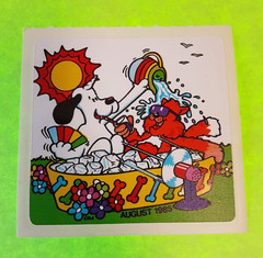 vintage 80’s BJ Decal Specialties summer cat & unidog large sticker module