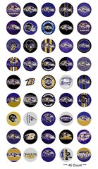 45 Pre-Cut NFL Football Teams 1 Inch Bottle Cap Images (12 Options)