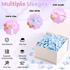 60PCS Tinkrstuff Blue Mini Bows for Crafts, 1″ Fabric Small Bows for Decoration,