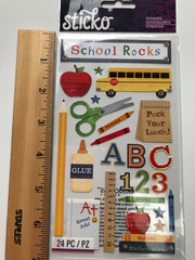 EK Success Sticko School Scrapbook Stickers Lot Sports Clubs Pencils Bus