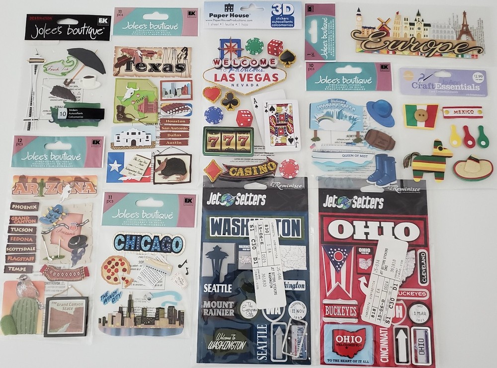 *YOU CHOOSE* Jolee’s/Others -DESTINATIONS/STATE/CITY/TRAVEL Dimensional Stickers