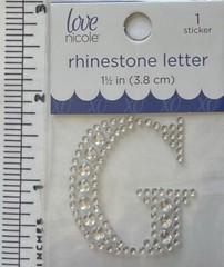 Letter G Rhinestone Sticker 1.5″ Clear Silver Glitter Scrapbook Monogram Bling