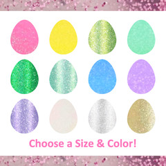Glitter Egg Stickers! – 0.5 to 3 inch – Choose a Size & Color!