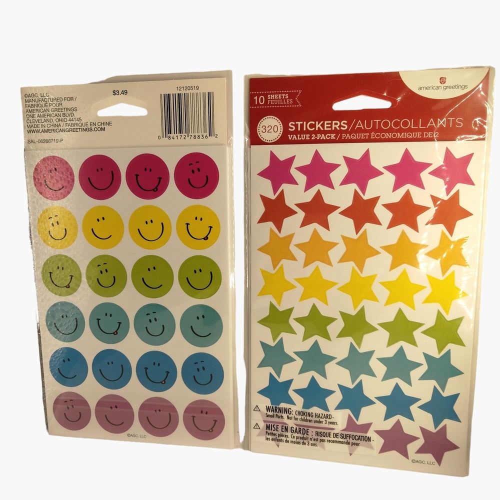 Star Smiley Face Stickers Teacher Reward American Greetings 320 Colorful