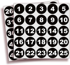 Waterproof Black Number Stickers 1 to 50 – Ideal for Inventory & Storage