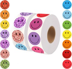 2000 Pcs Rainbow Glitter Smile Face Stickers – 1 Inch Rewards for Kids