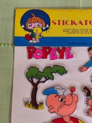 Popeye stickers vintage puffy style stickatoons NOS sealed package old store sto